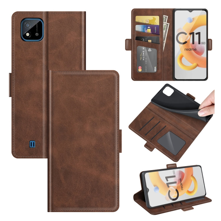 ForOPPO Realme C11 2021 Dual-side Magnetic Buckle Horizontal Flip Leather Case with Holder & Card Slots & Wallet, For OPPO Realme C11 2021