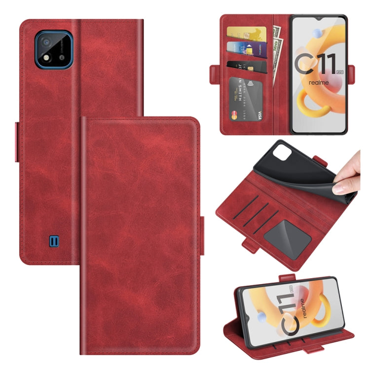 ForOPPO Realme C11 2021 Dual-side Magnetic Buckle Horizontal Flip Leather Case with Holder & Card Slots & Wallet, For OPPO Realme C11 2021