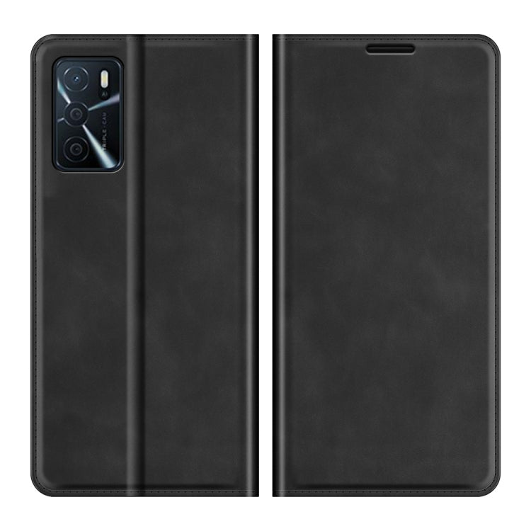 For OPPO A16 Retro-skin Business Magnetic Suction Leather Case with Holder & Card Slots & Wallet, For OPPO A16