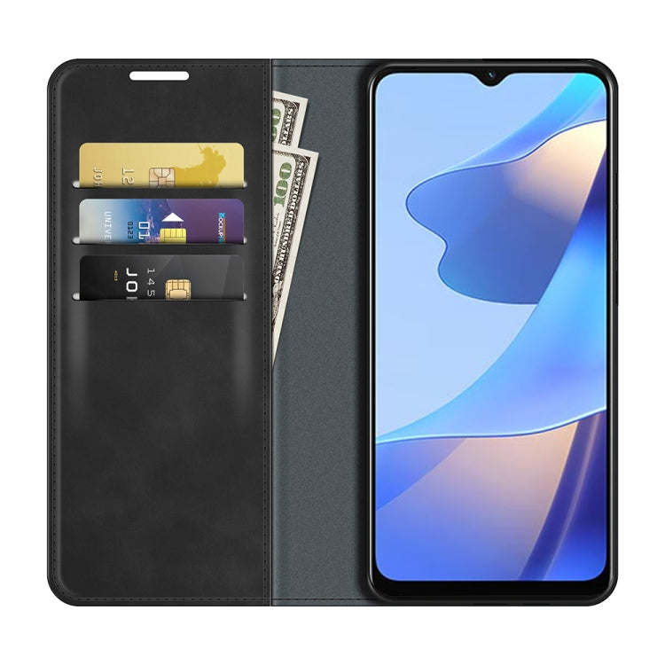 For OPPO A16 Retro-skin Business Magnetic Suction Leather Case with Holder & Card Slots & Wallet, For OPPO A16