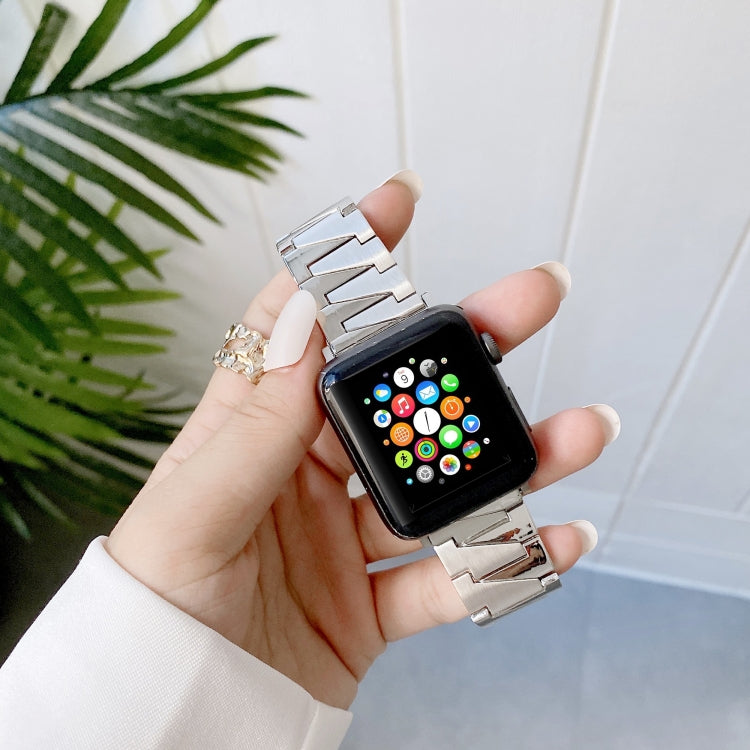 Creative Chain Stainless Steel Metal Strap For Apple Watch Series, 7 41mm / 6&amp;SE&amp;5&amp;4 40mm / 3&amp;2&amp;1 38mm, 7 45mm / 6&amp;SE&amp;5&amp;4 44mm / 3&amp;2&amp;1 42mm