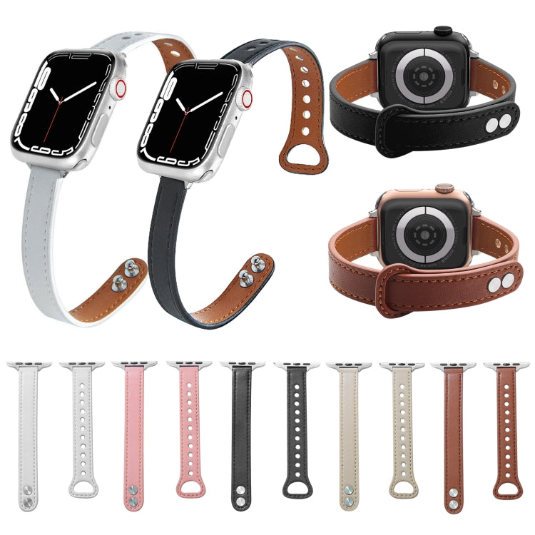 Leather Replacement Strap Watchband For Apple Watch Series, 7 41mm / 6&amp;SE&amp;5&amp;4 40mm / 3&amp;2&amp;1 38mm, 7 45mm / 6&amp;SE&amp;5&amp;4 44mm / 3&amp;2&amp;1 42mm