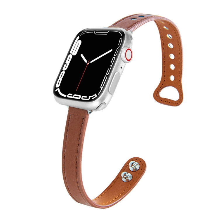 Leather Replacement Strap Watchband For Apple Watch Series, 7 41mm / 6&amp;SE&amp;5&amp;4 40mm / 3&amp;2&amp;1 38mm, 7 45mm / 6&amp;SE&amp;5&amp;4 44mm / 3&amp;2&amp;1 42mm