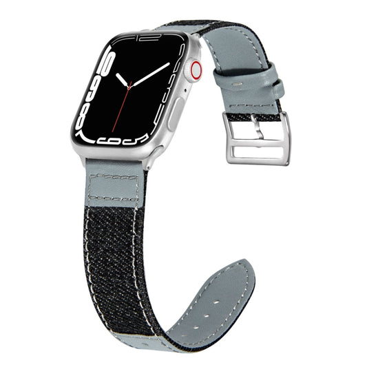 Denim Fit Leather Replacement Watch Strap For Apple Watch Series, 7 41mm / 6&amp;SE&amp;5&amp;4 40mm / 3&amp;2&amp;1 38mm, 7 45mm / 6&amp;SE&amp;5&amp;4 44mm / 3&amp;2&amp;1 42mm