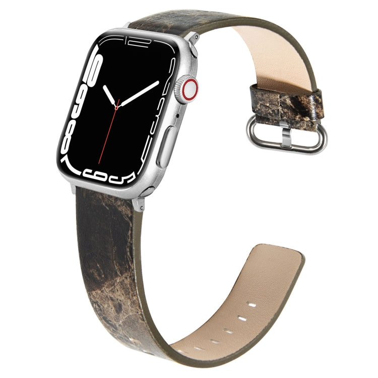 Marbled Leather Strap For Apple Watch Series, 7 41mm / 6&amp;SE&amp;5&amp;4 40mm / 3&amp;2&amp;1 38mm, 7 45mm / 6&amp;SE&amp;5&amp;4 44mm / 3&amp;2&amp;1 42mm