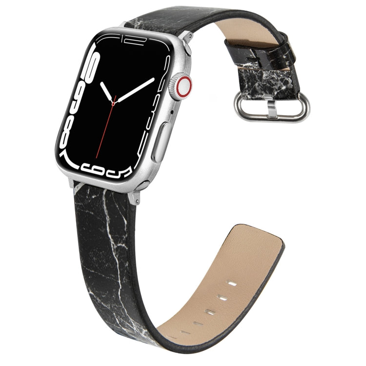 Marbled Leather Strap For Apple Watch Series, 7 41mm / 6&amp;SE&amp;5&amp;4 40mm / 3&amp;2&amp;1 38mm, 7 45mm / 6&amp;SE&amp;5&amp;4 44mm / 3&amp;2&amp;1 42mm