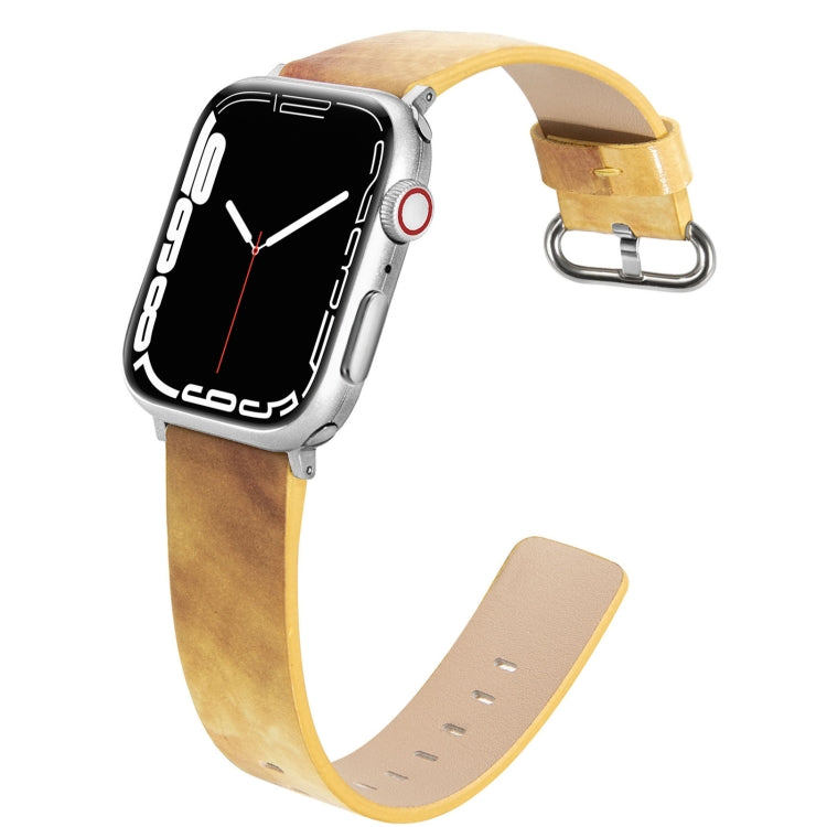 Marbled Leather Strap For Apple Watch Series, 7 41mm / 6&amp;SE&amp;5&amp;4 40mm / 3&amp;2&amp;1 38mm, 7 45mm / 6&amp;SE&amp;5&amp;4 44mm / 3&amp;2&amp;1 42mm