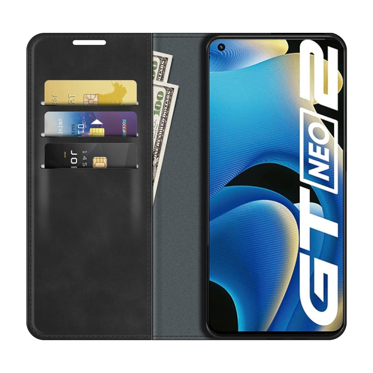 For OPPO Realme GT Neo2 Retro-skin Business Magnetic Suction Leather Case with Holder & Card Slots & Wallet, For OPPO Realme GT Neo2