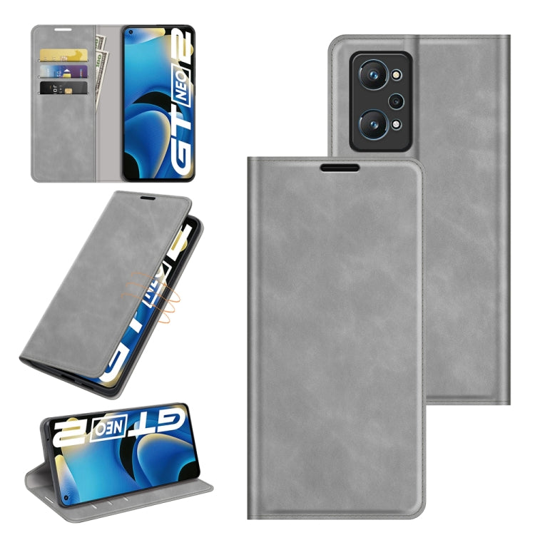 For OPPO Realme GT Neo2 Retro-skin Business Magnetic Suction Leather Case with Holder & Card Slots & Wallet, For OPPO Realme GT Neo2