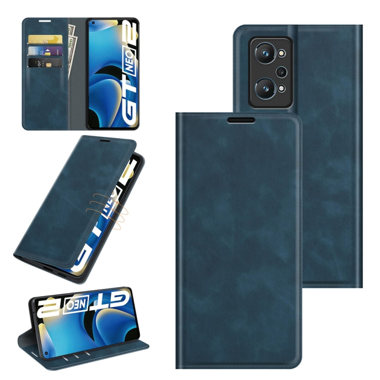 For OPPO Realme GT Neo2 Retro-skin Business Magnetic Suction Leather Case with Holder & Card Slots & Wallet, For OPPO Realme GT Neo2