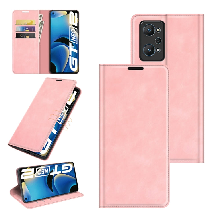 For OPPO Realme GT Neo2 Retro-skin Business Magnetic Suction Leather Case with Holder & Card Slots & Wallet, For OPPO Realme GT Neo2