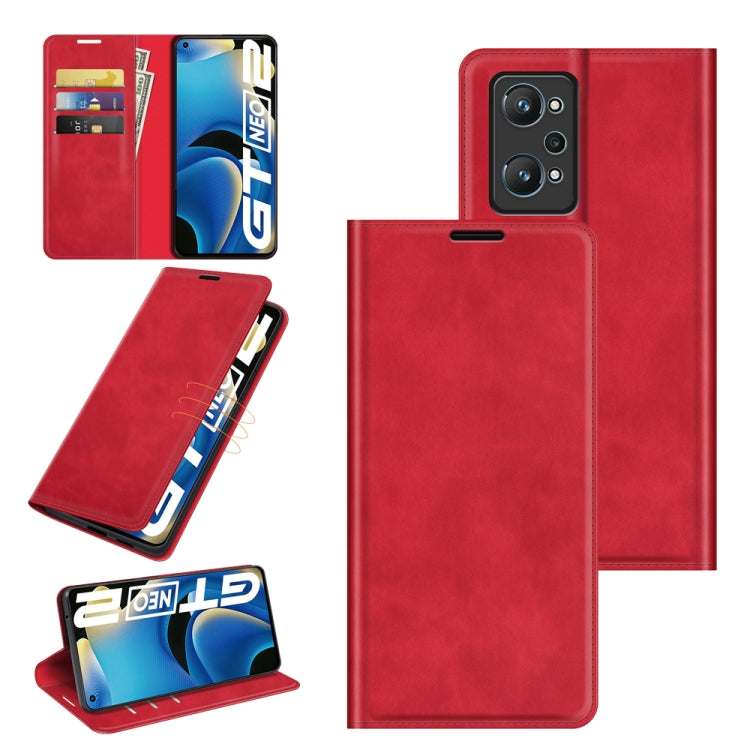 For OPPO Realme GT Neo2 Retro-skin Business Magnetic Suction Leather Case with Holder & Card Slots & Wallet, For OPPO Realme GT Neo2