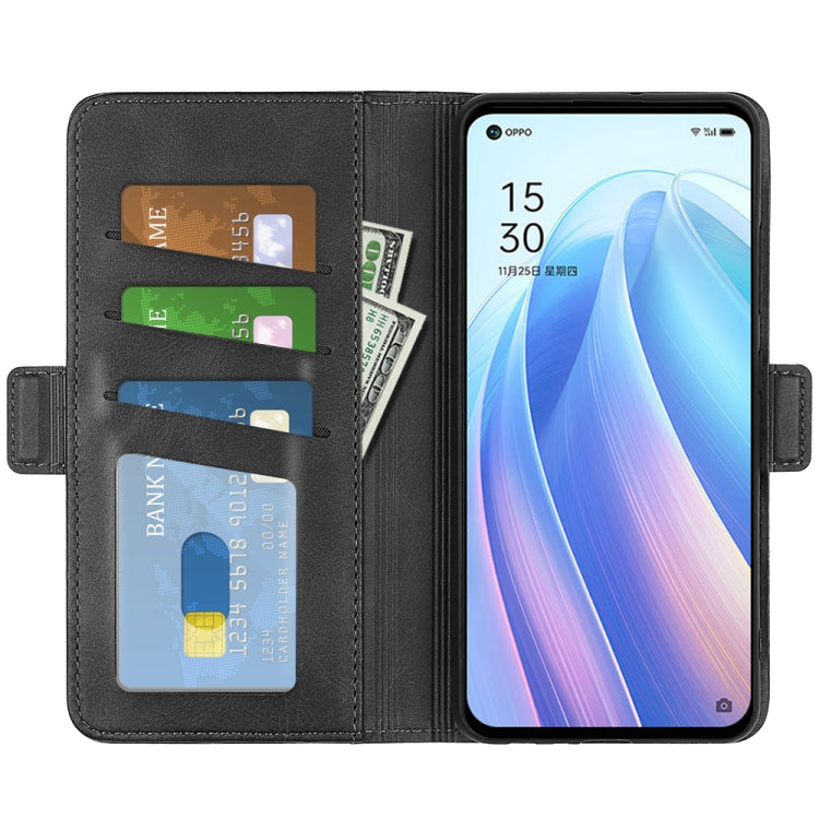 For OPPO Reno7 5G Dual-side Magnetic Buckle Horizontal Flip Leather Case with Holder & Card Slots & Wallet, For OPPO Reno7 5G