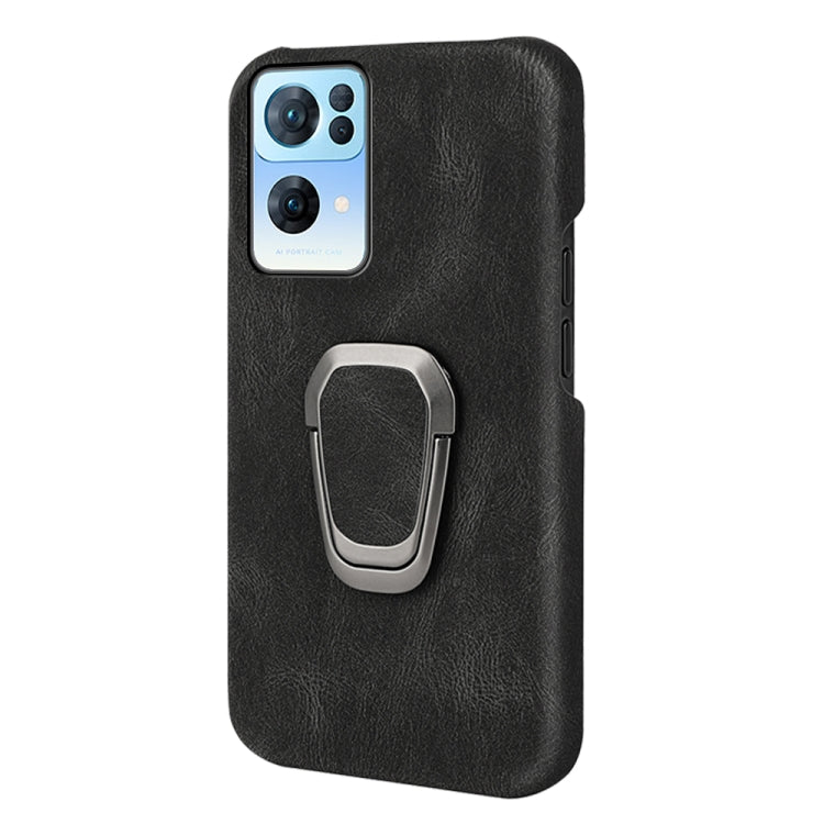 Ring Holder PU Phone Case For OPPO Reno7 Pro 5G, For OPPO Reno7 Pro 5G