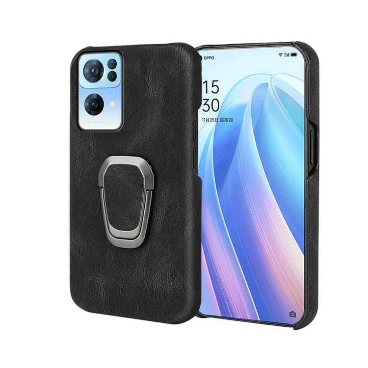 Ring Holder PU Phone Case For OPPO Reno7 Pro 5G, For OPPO Reno7 Pro 5G