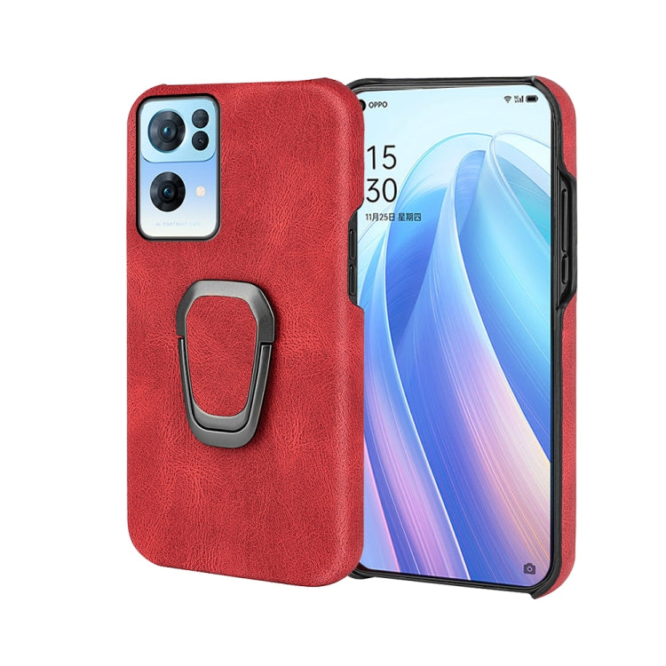 Ring Holder PU Phone Case For OPPO Reno7 Pro 5G, For OPPO Reno7 Pro 5G