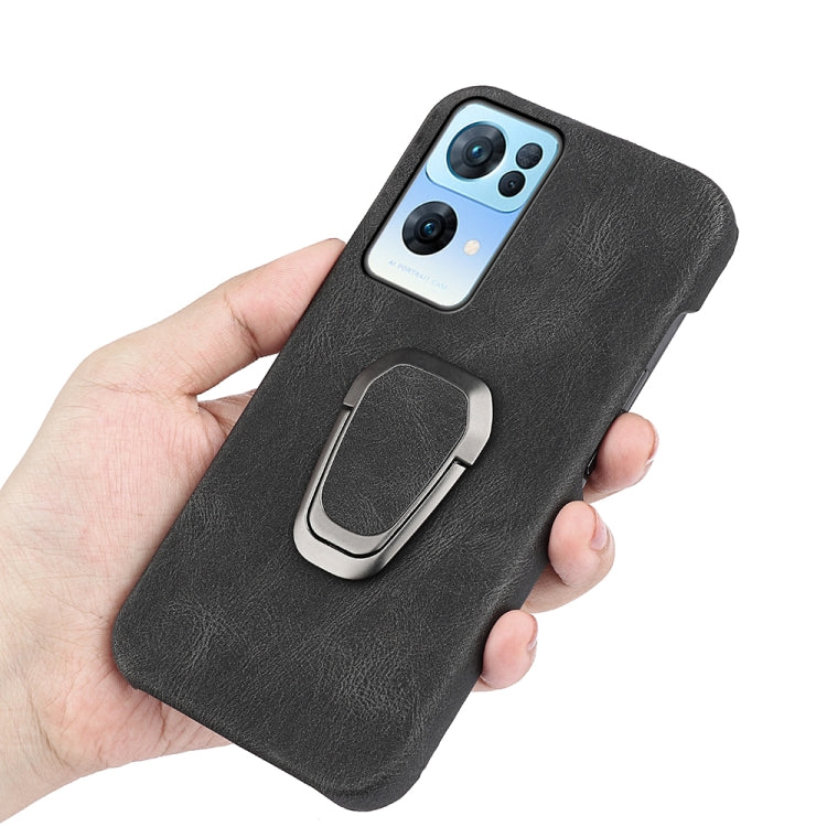 Ring Holder PU Phone Case For OPPO Reno7 Pro 5G, For OPPO Reno7 Pro 5G