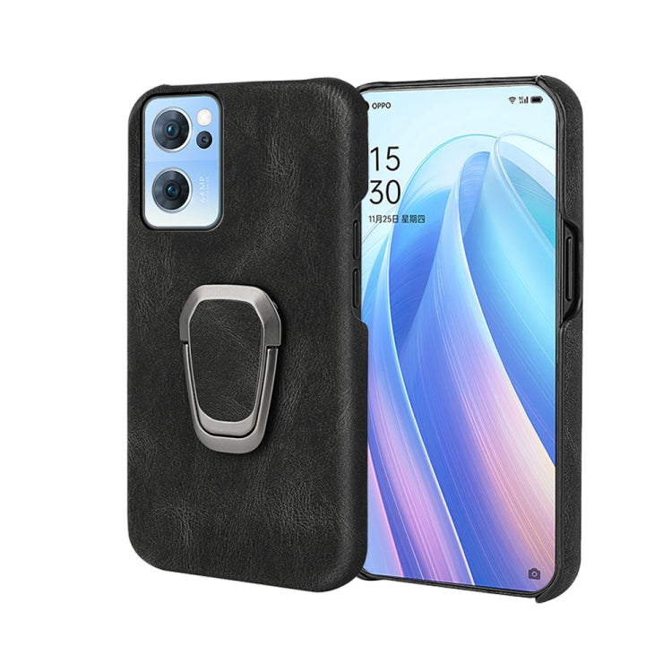 Ring Holder PU Phone Case For OPPO Reno7 5G, For OPPO Reno7 5G