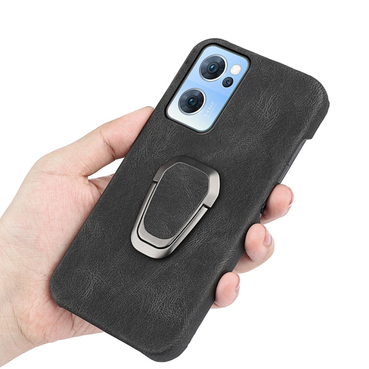 Ring Holder PU Phone Case For OPPO Reno7 5G, For OPPO Reno7 5G