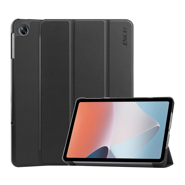 For OPPO Pad Air ENKAY Custer Tri-fold Texture Leather Smart Tablet Case, For OPPO Pad Air