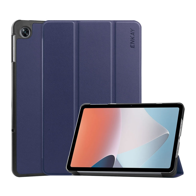 For OPPO Pad Air ENKAY Custer Tri-fold Texture Leather Smart Tablet Case, For OPPO Pad Air