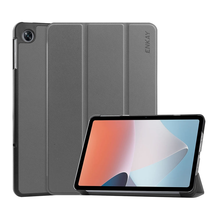 For OPPO Pad Air ENKAY Custer Tri-fold Texture Leather Smart Tablet Case, For OPPO Pad Air