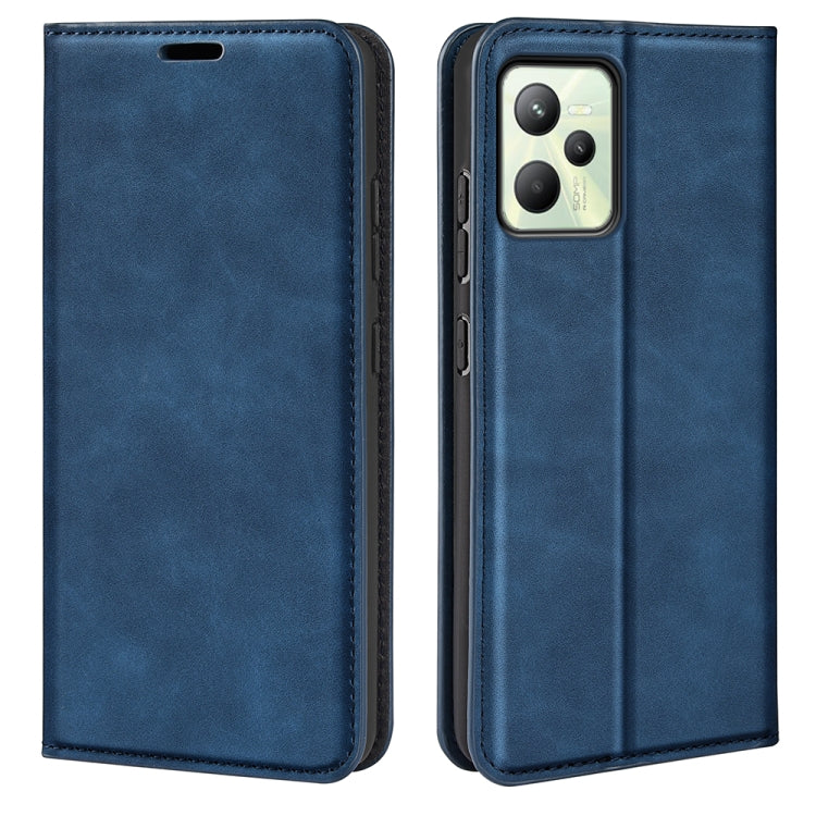 For OPPO Realme C35 Retro-skin Magnetic Suction Leather Phone Case, For OPPO Realme C35