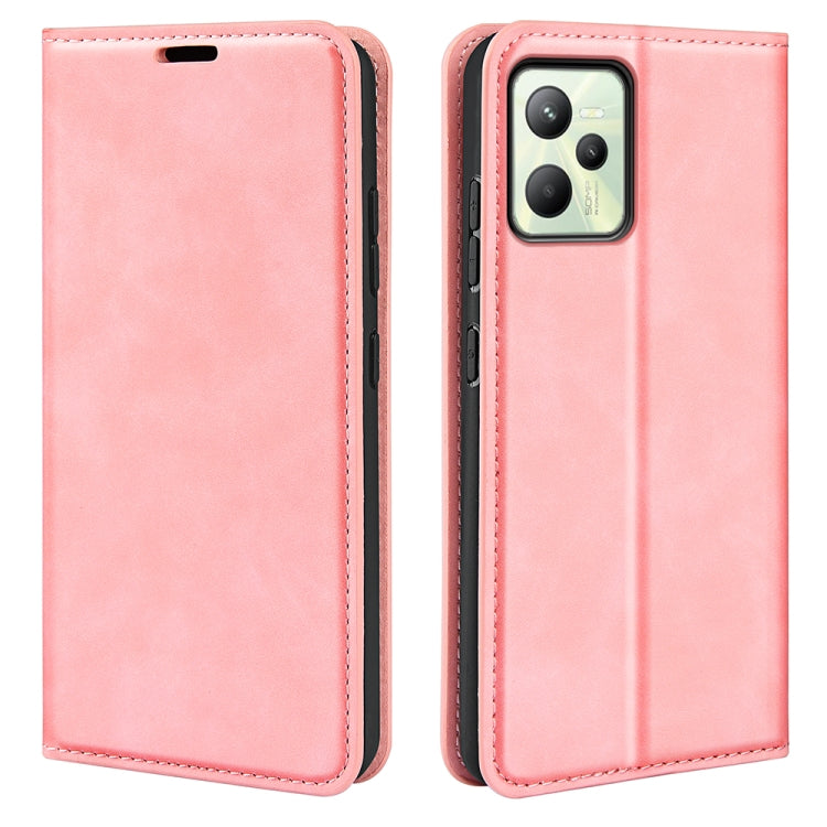 For OPPO Realme C35 Retro-skin Magnetic Suction Leather Phone Case, For OPPO Realme C35