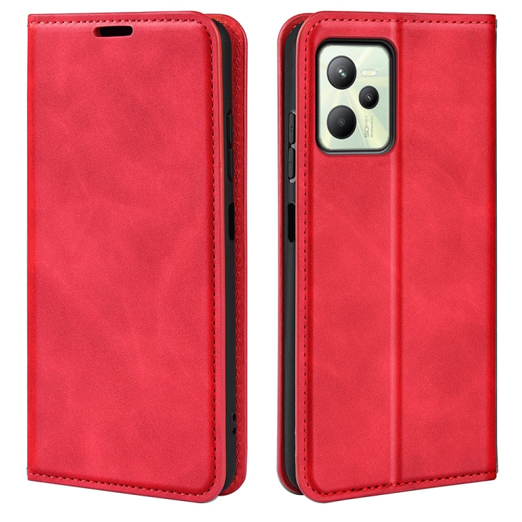 For OPPO Realme C35 Retro-skin Magnetic Suction Leather Phone Case, For OPPO Realme C35