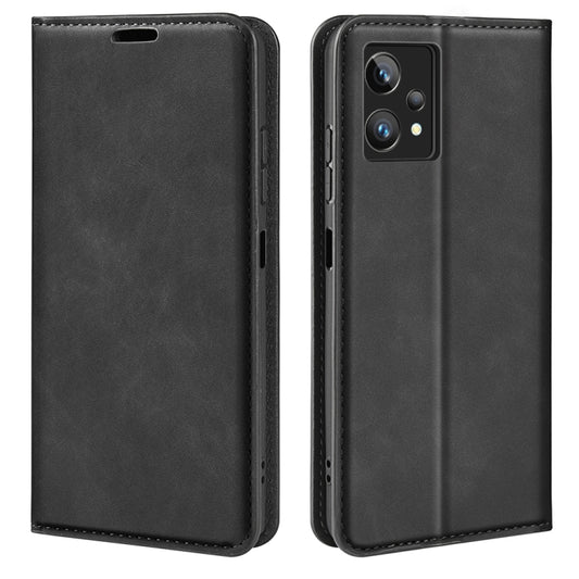 Retro-skin Magnetic Suction Leather Phone Case, For OPPO Realme 9 Pro+