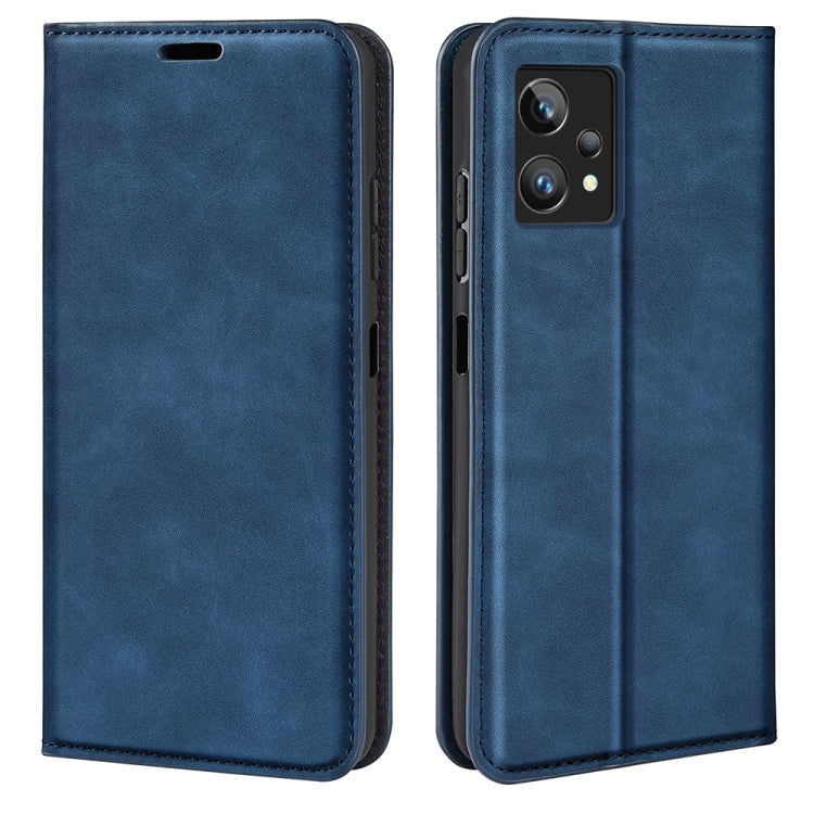 Retro-skin Magnetic Suction Leather Phone Case, For OPPO Realme 9 Pro+