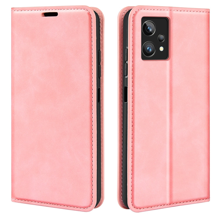 Retro-skin Magnetic Suction Leather Phone Case, For OPPO Realme 9 Pro+