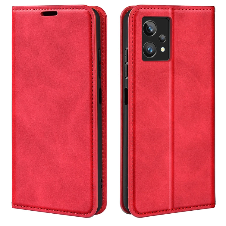 Retro-skin Magnetic Suction Leather Phone Case, For OPPO Realme 9 Pro+