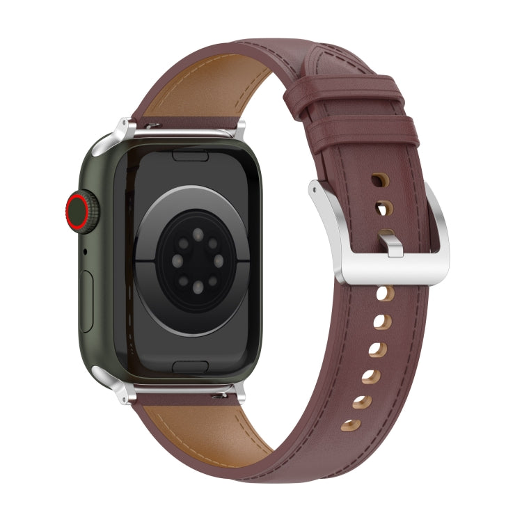 Top Layer Cowhide Sewing Watch Strap For Apple Watch Series