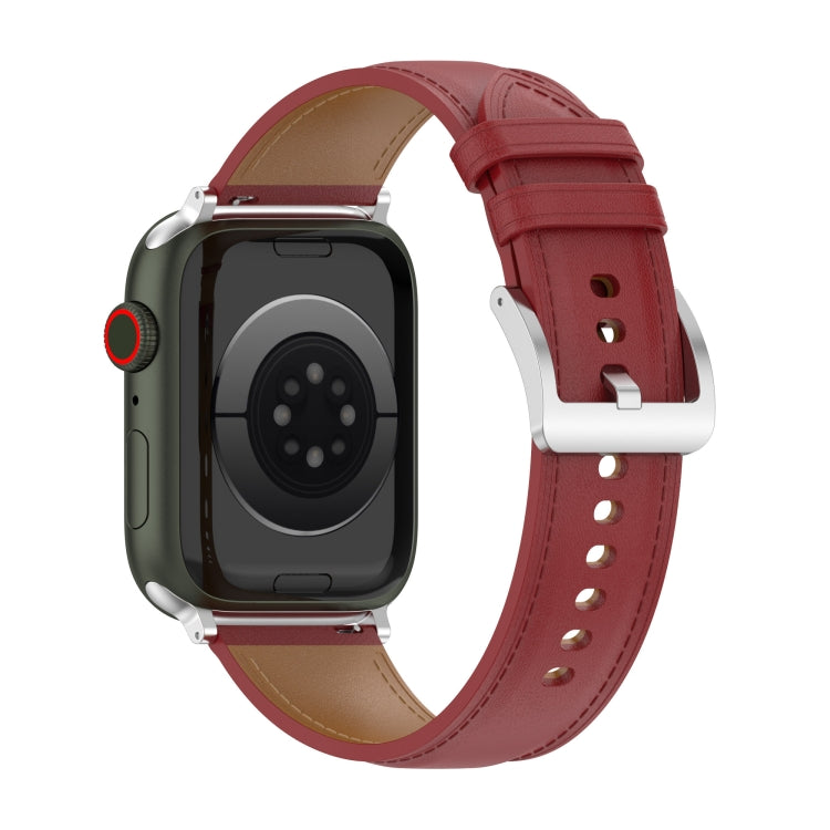 Top Layer Cowhide Sewing Watch Strap For Apple Watch Series