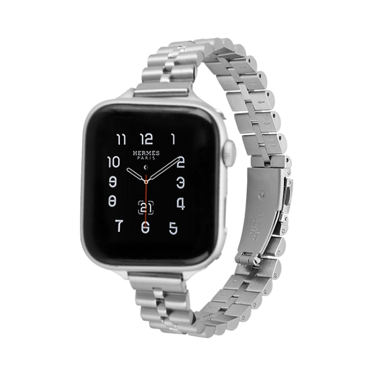 Half-Round Three-Bead Metal Watch Band For Apple Watch Series, 7 45mm / 6&amp;SE&amp;5&amp;4 44mm / 3&amp;2&amp;1 42mm, 7 41mm / 6&amp;SE&amp;5&amp;4 40mm / 3&amp;2&amp;1 38mm