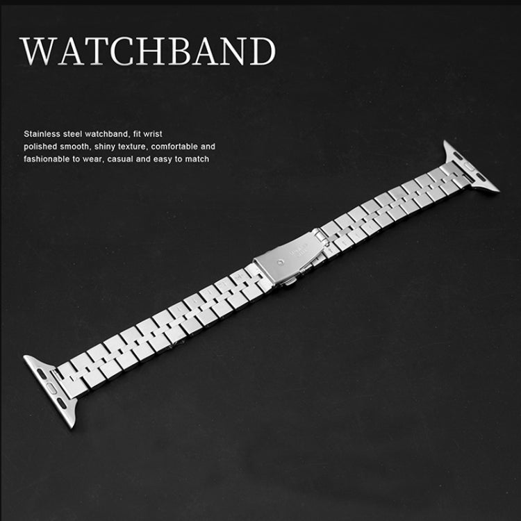 Half-Round Three-Bead Metal Watch Band For Apple Watch Series, 7 45mm / 6&SE&5&4 44mm / 3&2&1 42mm, 7 41mm / 6&SE&5&4 40mm / 3&2&1 38mm