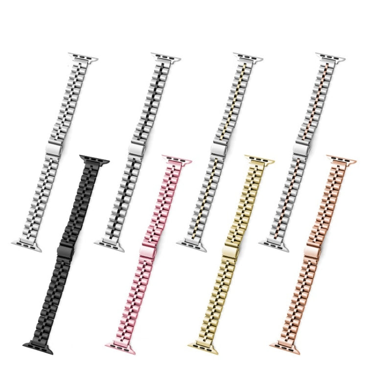 Half-Round Three-Bead Metal Watch Band For Apple Watch Series, 7 45mm / 6&SE&5&4 44mm / 3&2&1 42mm, 7 41mm / 6&SE&5&4 40mm / 3&2&1 38mm