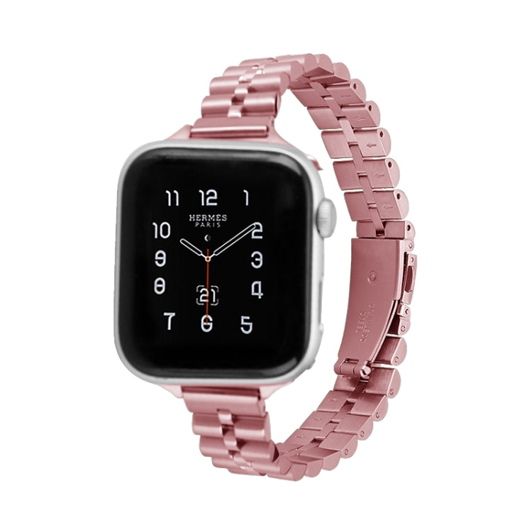 Half-Round Three-Bead Metal Watch Band For Apple Watch Series, 7 45mm / 6&SE&5&4 44mm / 3&2&1 42mm, 7 41mm / 6&SE&5&4 40mm / 3&2&1 38mm