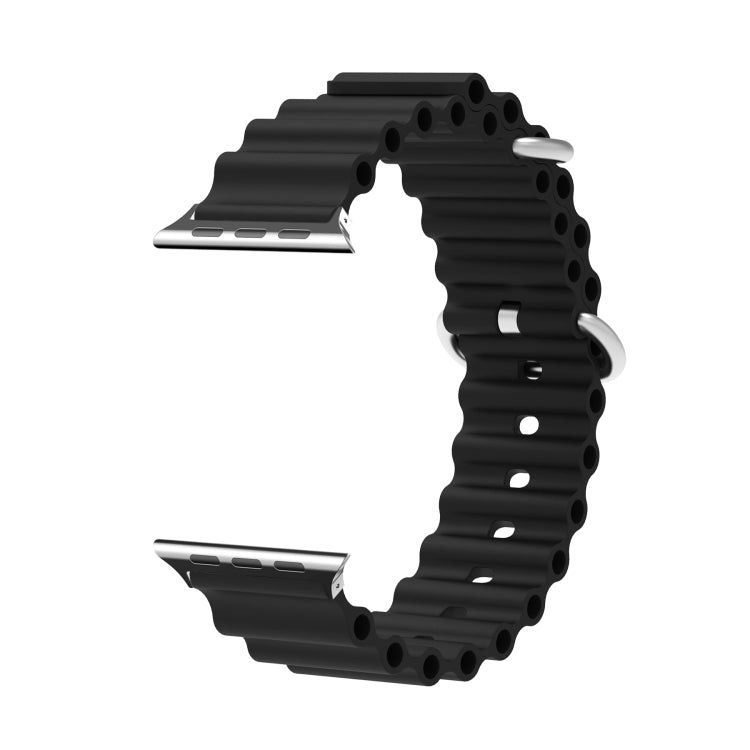 Ocean Silicone Metal Head Watch Band, For Apple Watch Ultra 49mm / Series 8&7 45mm, For Apple Watch Series 8&7 41mm / SE 2&6&SE&5&4 40mm / 3&2&1 38mm