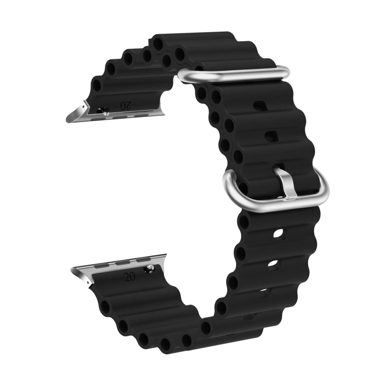 Ocean Silicone Metal Head Watch Band, For Apple Watch Ultra 49mm / Series 8&7 45mm, For Apple Watch Series 8&7 41mm / SE 2&6&SE&5&4 40mm / 3&2&1 38mm