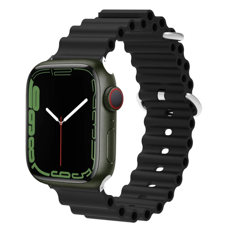 Ocean Silicone Metal Head Watch Band, For Apple Watch Series 8&7 41mm / SE 2&6&SE&5&4 40mm / 3&2&1 38mm
