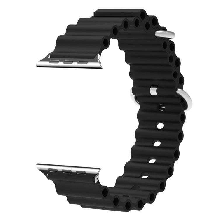 Ocean Silicone Metal Head Watch Band, For Apple Watch Series 8&7 41mm / SE 2&6&SE&5&4 40mm / 3&2&1 38mm