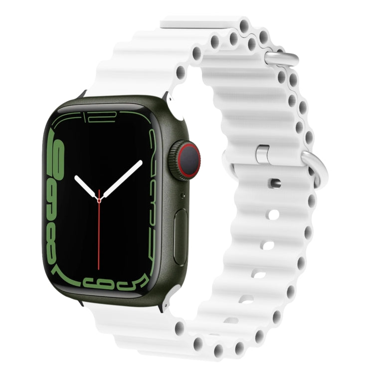 Ocean Silicone Metal Head Watch Band, For Apple Watch Ultra 49mm / Series 8&7 45mm, For Apple Watch Series 8&7 41mm / SE 2&6&SE&5&4 40mm / 3&2&1 38mm