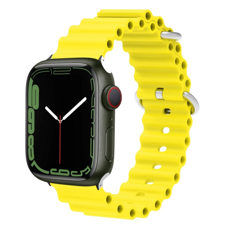 Ocean Silicone Metal Head Watch Band, For Apple Watch Ultra 49mm / Series 8&7 45mm, For Apple Watch Series 8&7 41mm / SE 2&6&SE&5&4 40mm / 3&2&1 38mm