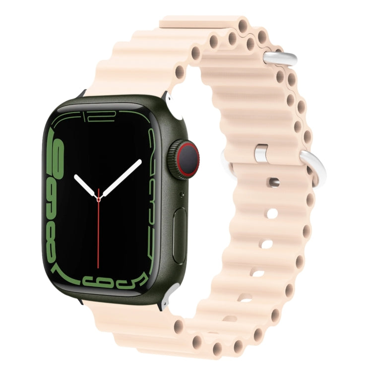 Ocean Silicone Metal Head Watch Band, For Apple Watch Series 8&7 41mm / SE 2&6&SE&5&4 40mm / 3&2&1 38mm