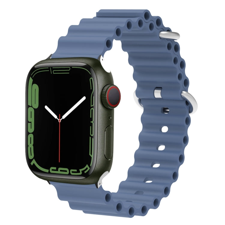 Ocean Silicone Metal Head Watch Band, For Apple Watch Ultra 49mm / Series 8&7 45mm, For Apple Watch Series 8&7 41mm / SE 2&6&SE&5&4 40mm / 3&2&1 38mm