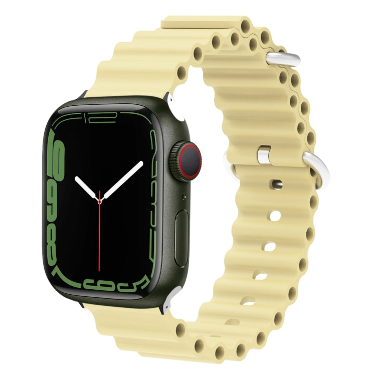 Ocean Silicone Metal Head Watch Band, For Apple Watch Series 8&7 41mm / SE 2&6&SE&5&4 40mm / 3&2&1 38mm