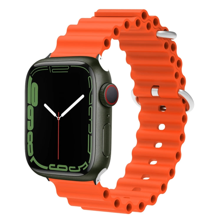 Ocean Silicone Metal Head Watch Band, For Apple Watch Ultra 49mm / Series 8&7 45mm, For Apple Watch Series 8&7 41mm / SE 2&6&SE&5&4 40mm / 3&2&1 38mm