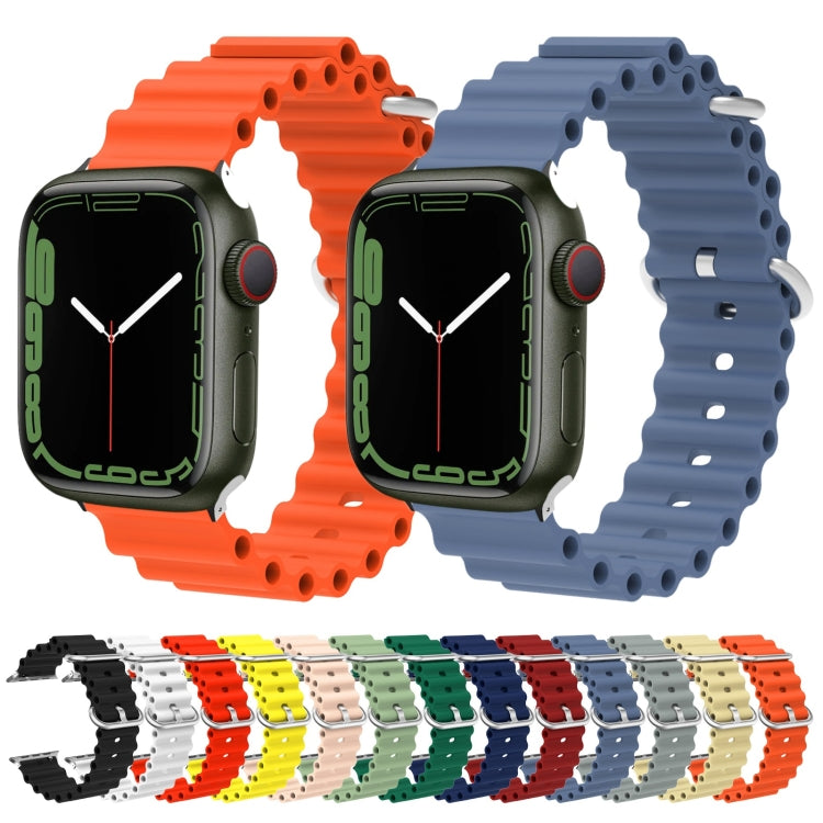 Ocean Silicone Metal Head Watch Band, For Apple Watch Series 8&7 41mm / SE 2&6&SE&5&4 40mm / 3&2&1 38mm